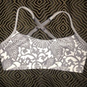 Lululemon gray and white floral bra top size 2